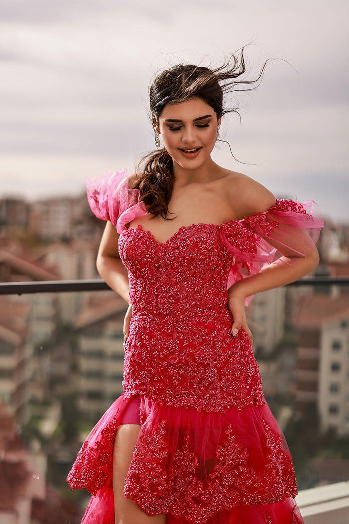 Andrea Kat Kat Etekli Taş İşlemeli Abiye Elbise - The Bride's Bliss