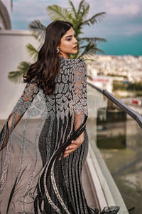 Aria Gri Payet İşlemeli Abiye Elbise - The Bride's Bliss