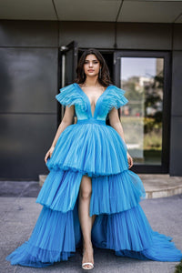 Berlin Önü Kısa Arkası Uzun Katlı Tül Elbise - The Bride's Bliss
