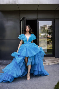 Berlin Önü Kısa Arkası Uzun Katlı Tül Elbise - The Bride's Bliss