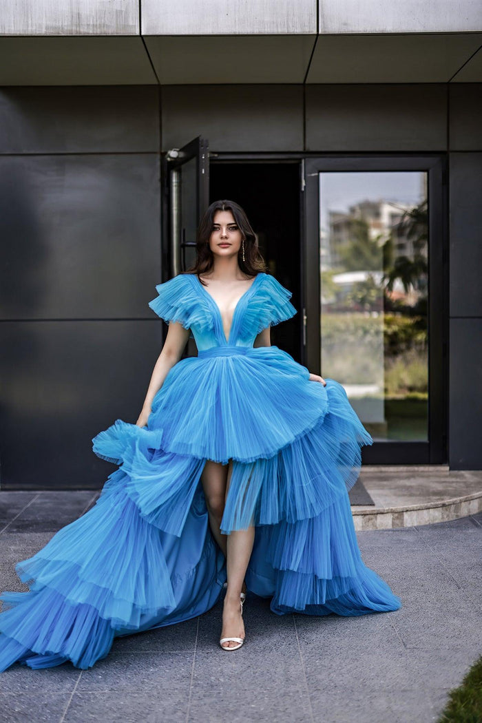 Berlin Önü Kısa Arkası Uzun Katlı Tül Elbise - The Bride's Bliss