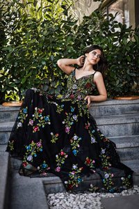 Devin Renkli Çiçek İşlemeli Abiye Elbise - The Bride's Bliss