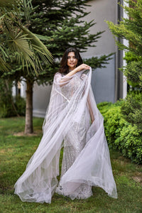 Emilee Taş İşlemeli Trompet Kollu Uzun Abiye Elbise - The Bride's Bliss