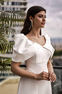 Essence Kolları Pileli Çan Etek Krep Elbise - The Bride's Bliss
