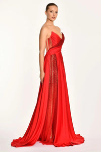 Jolie Straplez Saten A Kesim Abiye Elbise - The Bride's Bliss