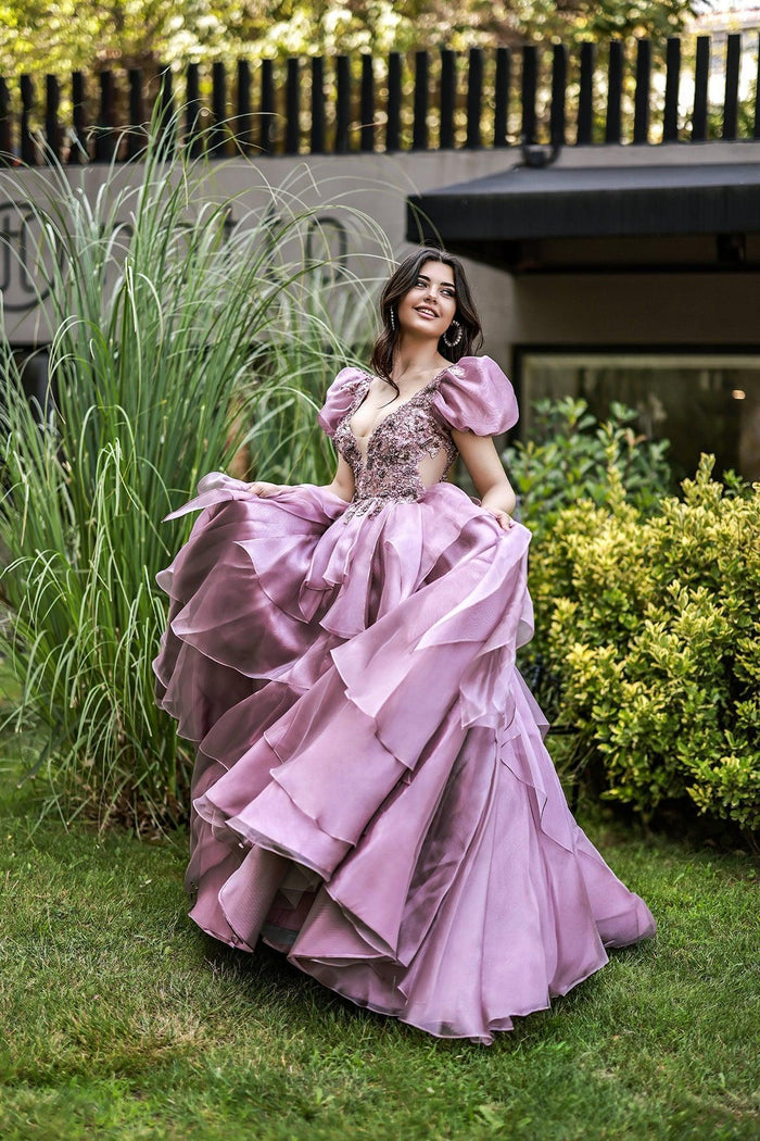Layla Balon Kollu Prenses Model Abiye Elbise - The Bride's Bliss
