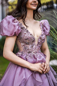Layla Balon Kollu Prenses Model Abiye Elbise - The Bride's Bliss