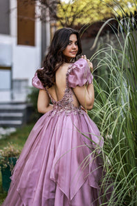 Layla Balon Kollu Prenses Model Abiye Elbise - The Bride's Bliss