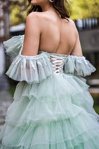 Minty Kat Kat Etek Detaylı Tül Abiye - The Bride's Bliss