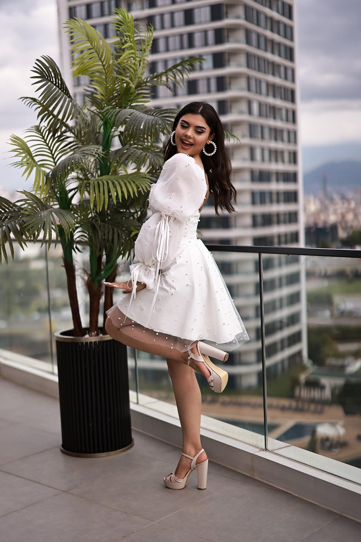 Pearly İncili After Parti Elbisesi - The Bride's Bliss