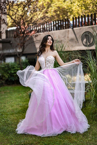 Pink Ian Tek Kollu 3 Boyut Çiçek İşlemeli Abiye Elbise - The Bride's Bliss