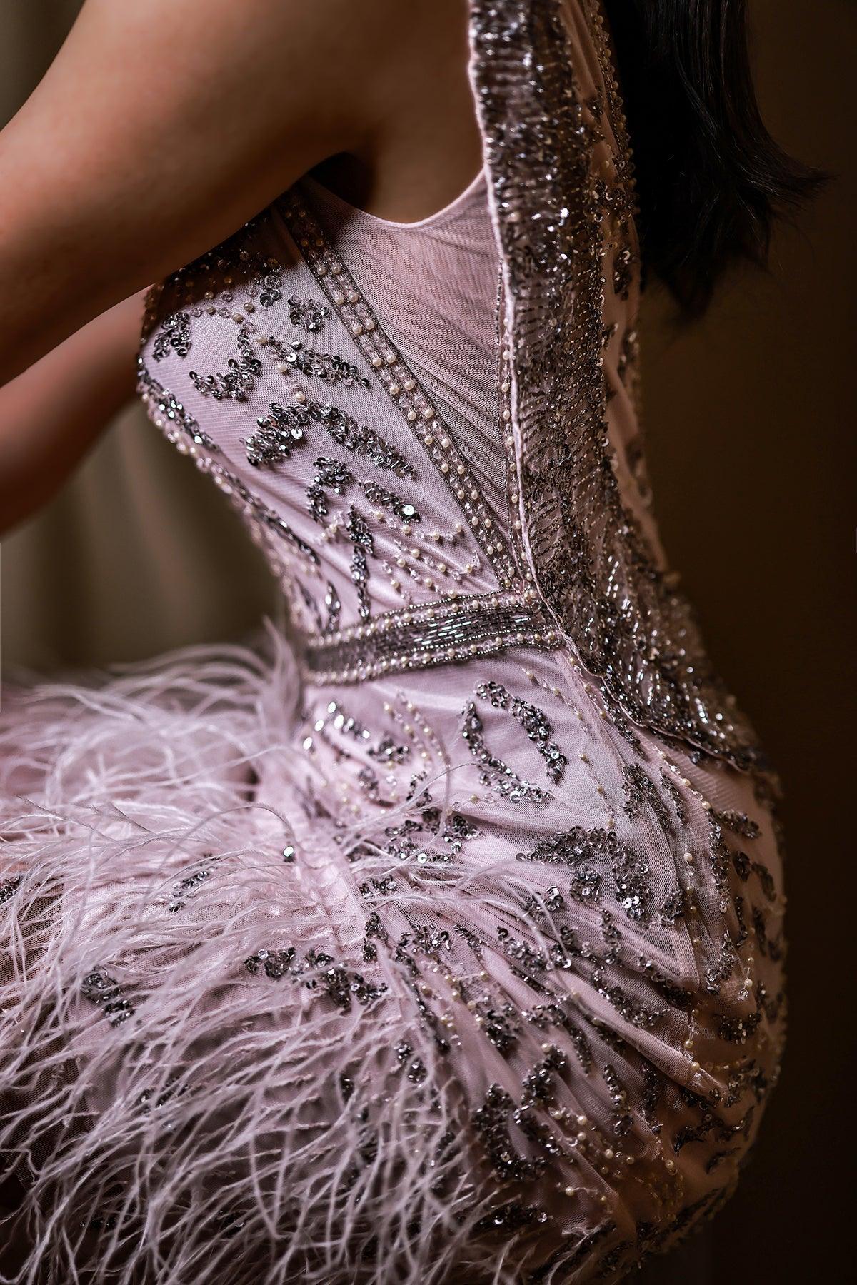 Rise Otriş Detaylı Mini Abiye Elbise - The Bride's Bliss