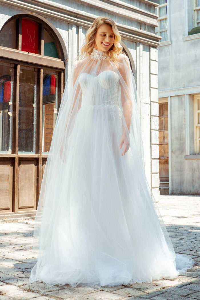 Bridia Straplez Pelerinli A Kesim Gelinlik - The Bride's Bliss