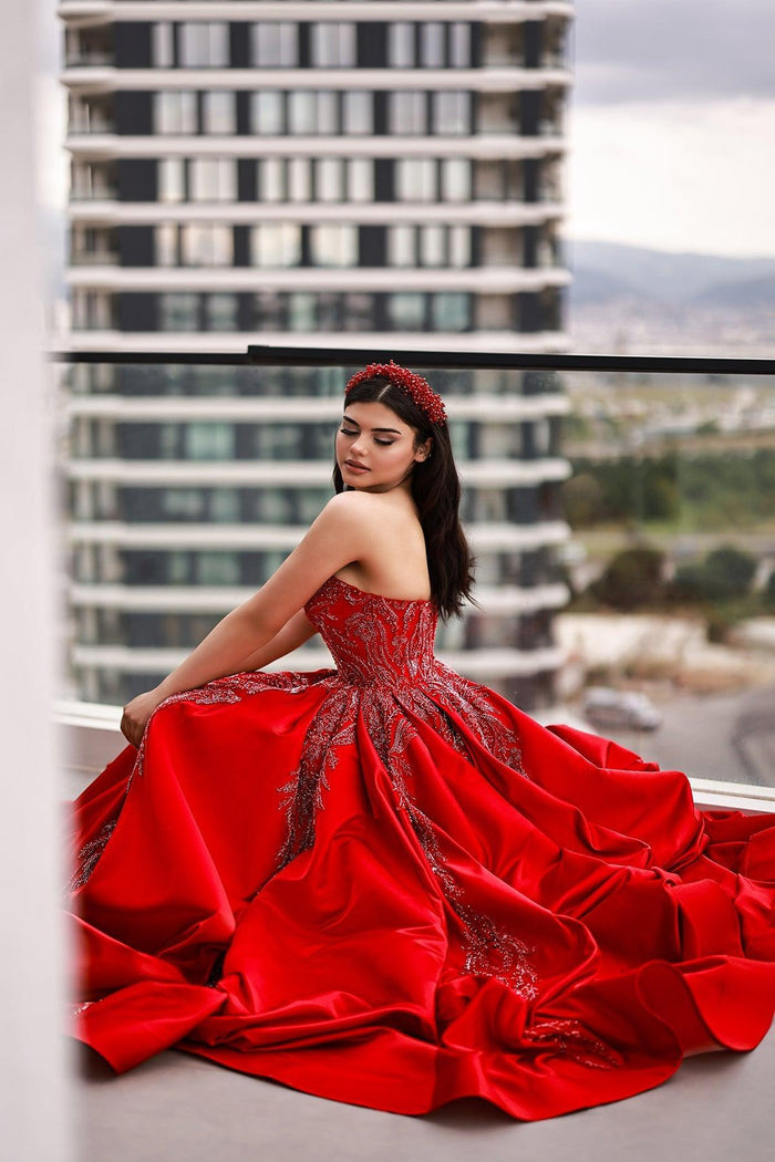 Cheryy Asimetrik Kollu Dantel İşlemeli Kınalık - The Bride's Bliss