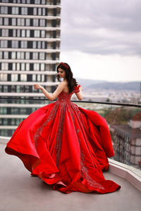 Cheryy Asimetrik Kollu Dantel İşlemeli Kınalık - The Bride's Bliss