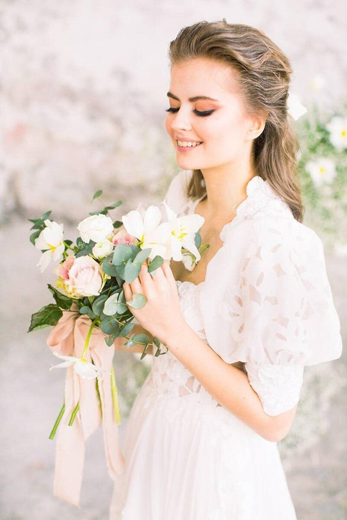 Elyse Lazer Dantel Gigot Kol A Kesim Gelinlik - The Bride's Bliss