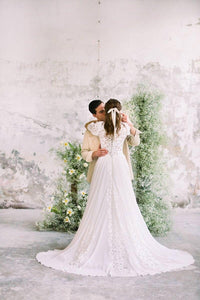 Elyse Lazer Dantel Gigot Kol A Kesim Gelinlik - The Bride's Bliss