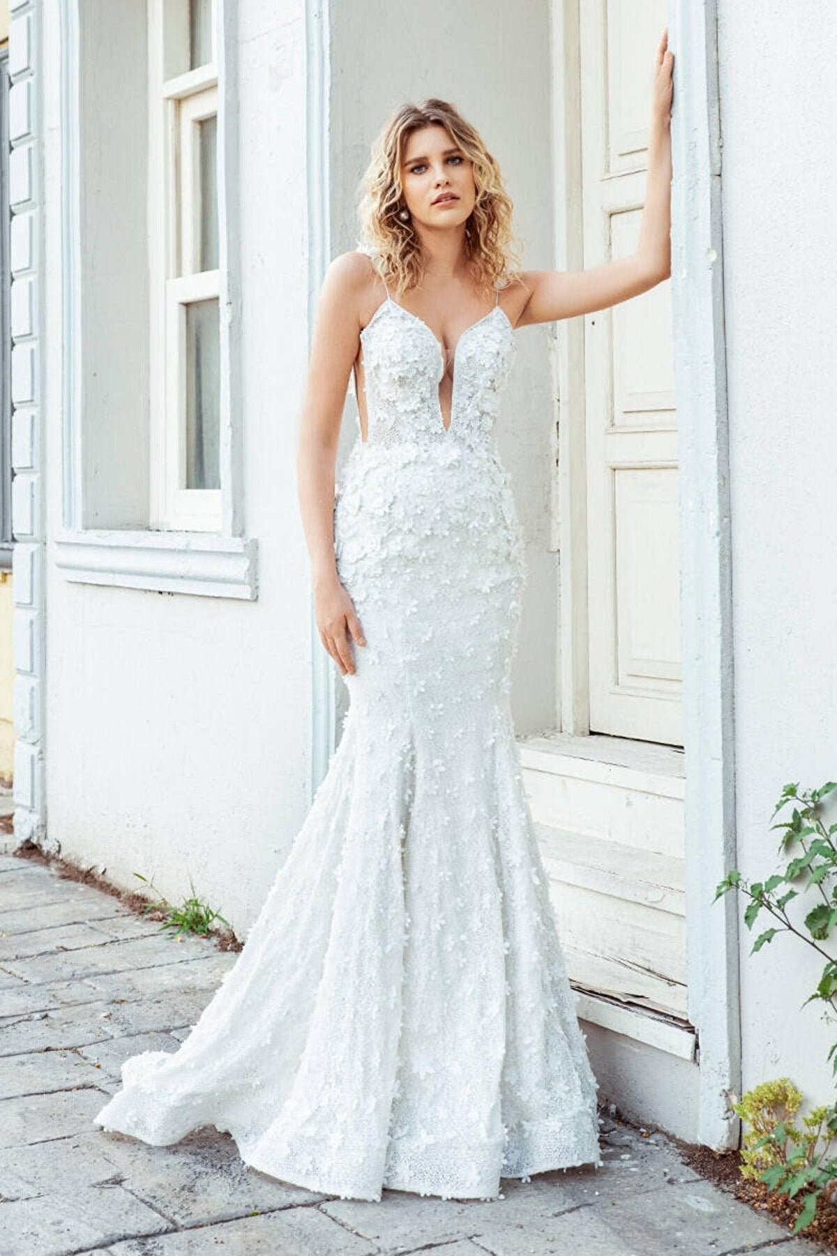Flower Style Mermaid Dantel Balık Gelinlik - The Bride's Bliss