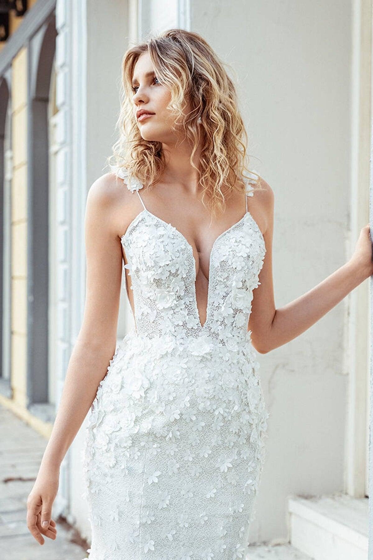 Flower Style Mermaid Dantel Balık Gelinlik - The Bride's Bliss