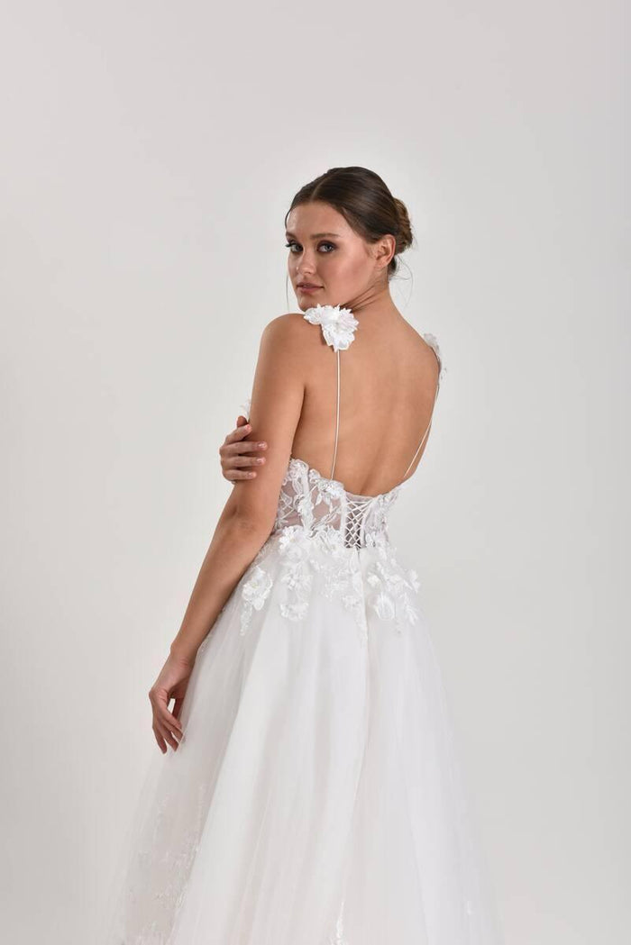 Glam Sky Üç Boyut Dantelli A Kesim Gelinlik - The Bride's Bliss