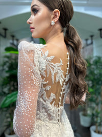Kacie Çiçekli Dantel Uzun Kol Balık Gelinlik - The Bride's Bliss