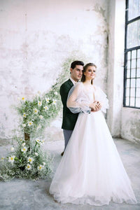 Karen Puan Drapeli Balon Kol A Kesim Gelinlik - The Bride's Bliss
