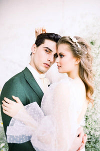 Karen Puan Drapeli Balon Kol A Kesim Gelinlik - The Bride's Bliss