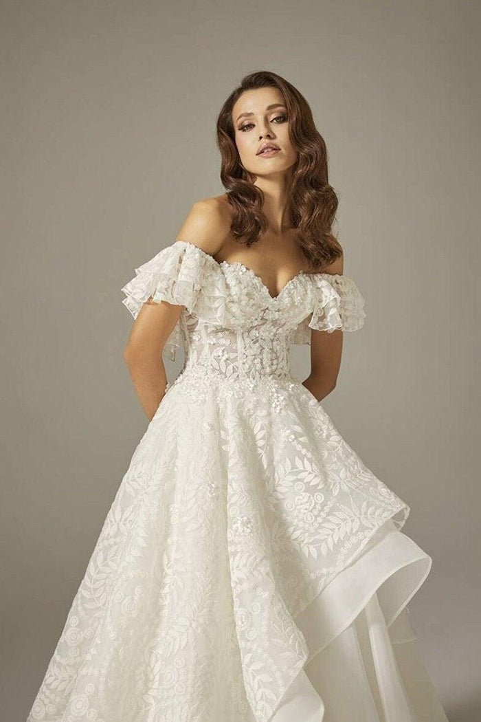 Kelly Fırfırlı Kol Vintage A Kesim Gelinlik - The Bride's Bliss