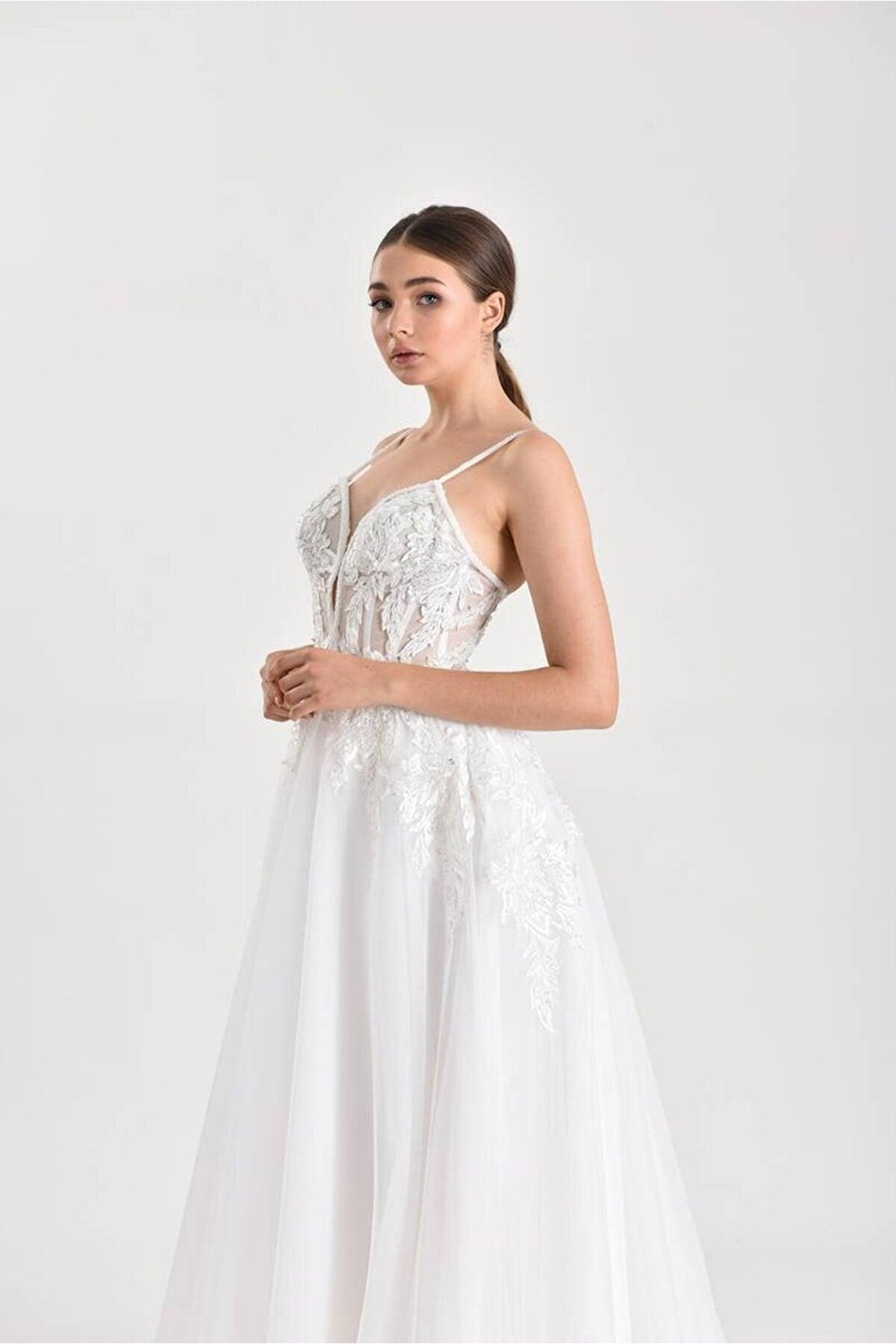 Libra İpek Tül Straplez A Kesim Gelinlik - The Bride's Bliss