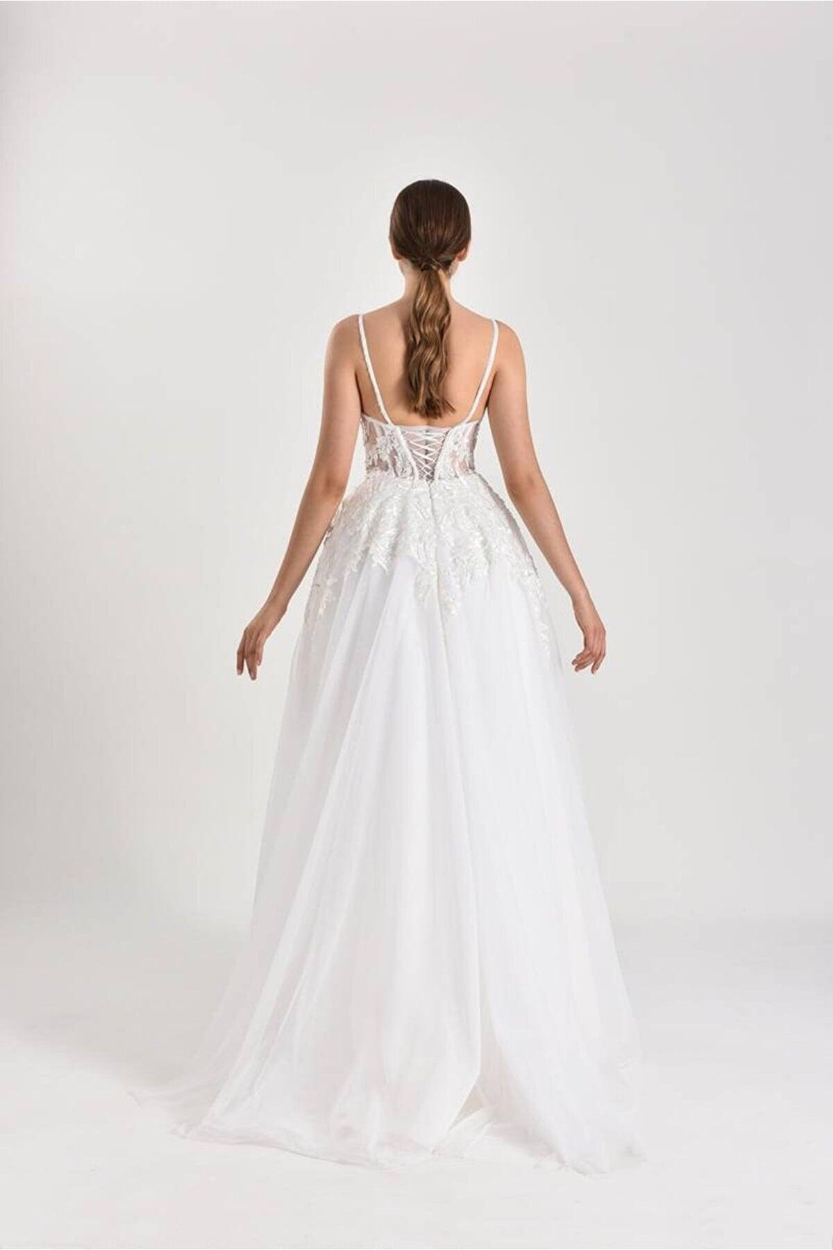 Libra İpek Tül Straplez A Kesim Gelinlik - The Bride's Bliss