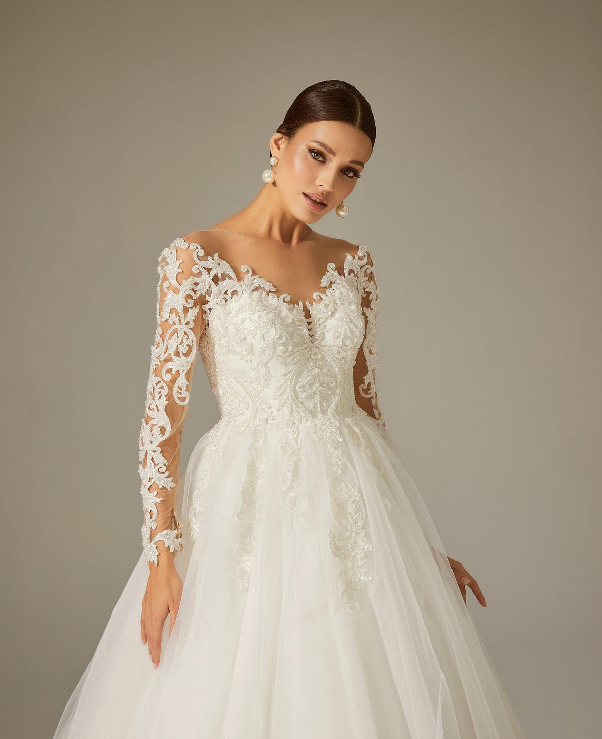 Nanette İşlemeli Dantel Tül A Kesim Gelinlik - The Bride's Bliss