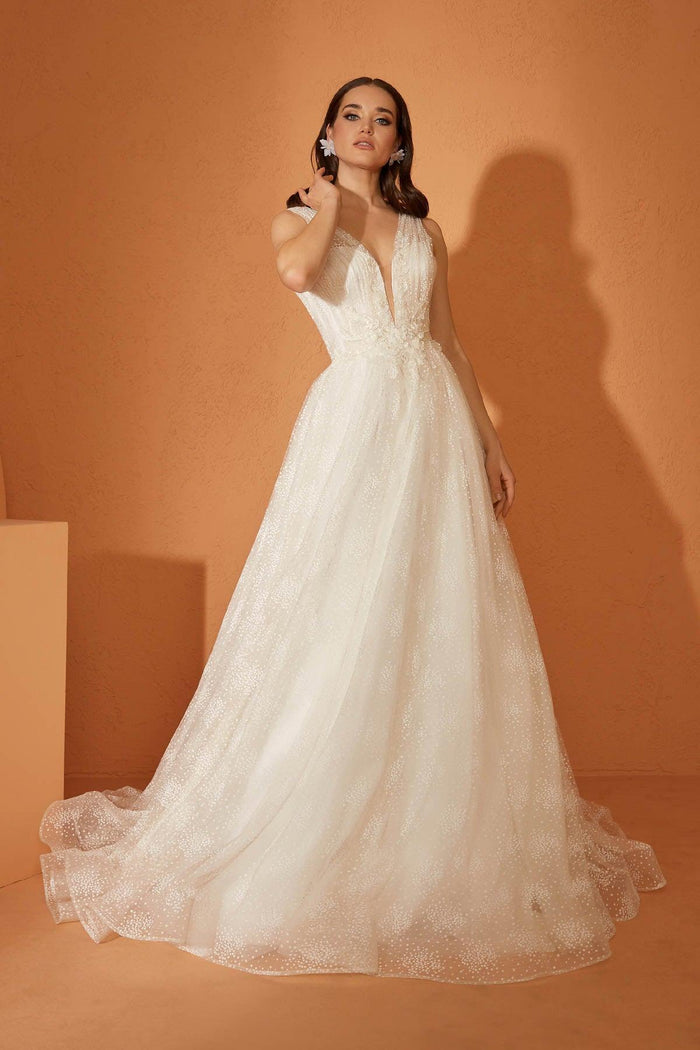 Pinkly Özel Minik Baskılı Tül A Kesim Gelinlik - The Bride's Bliss