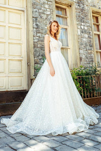 Snow Storm Dantel V Yaka A Kesim Gelinlik - The Bride's Bliss