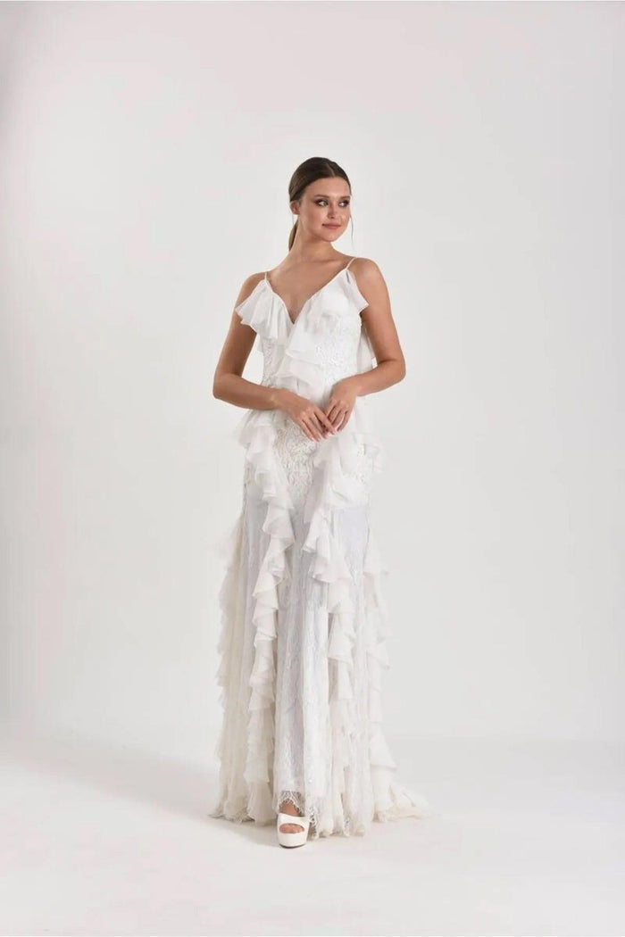Vanessa Dantel Şifon Yarım Balık Gelinlik - The Bride's Bliss