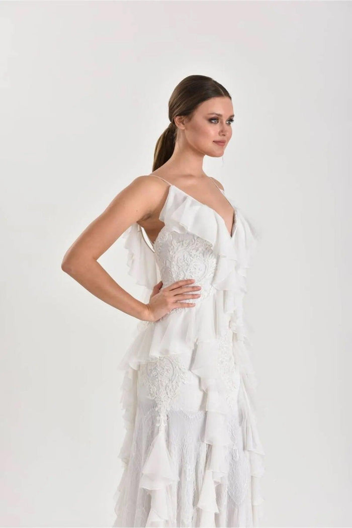 Vanessa Dantel Şifon Yarım Balık Gelinlik - The Bride's Bliss