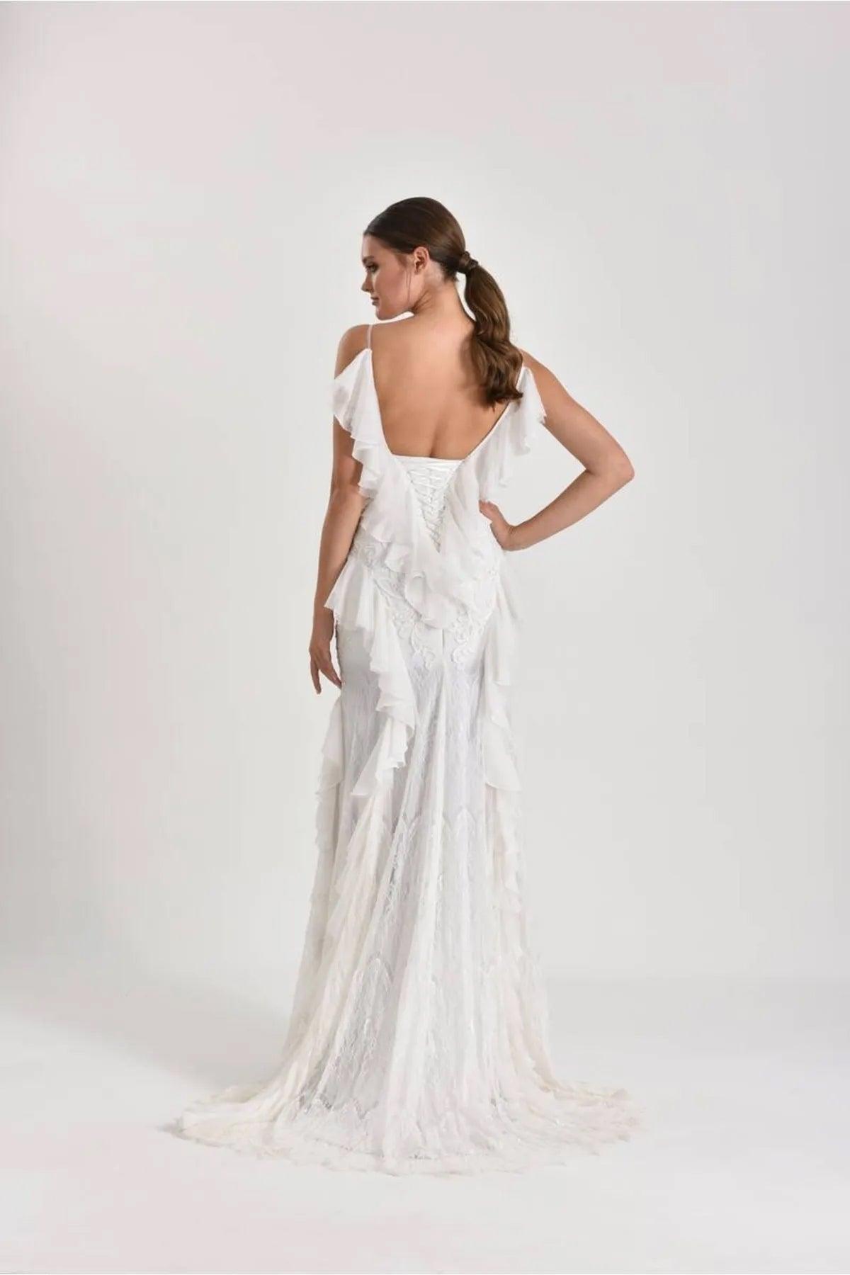 Vanessa Dantel Şifon Yarım Balık Gelinlik - The Bride's Bliss