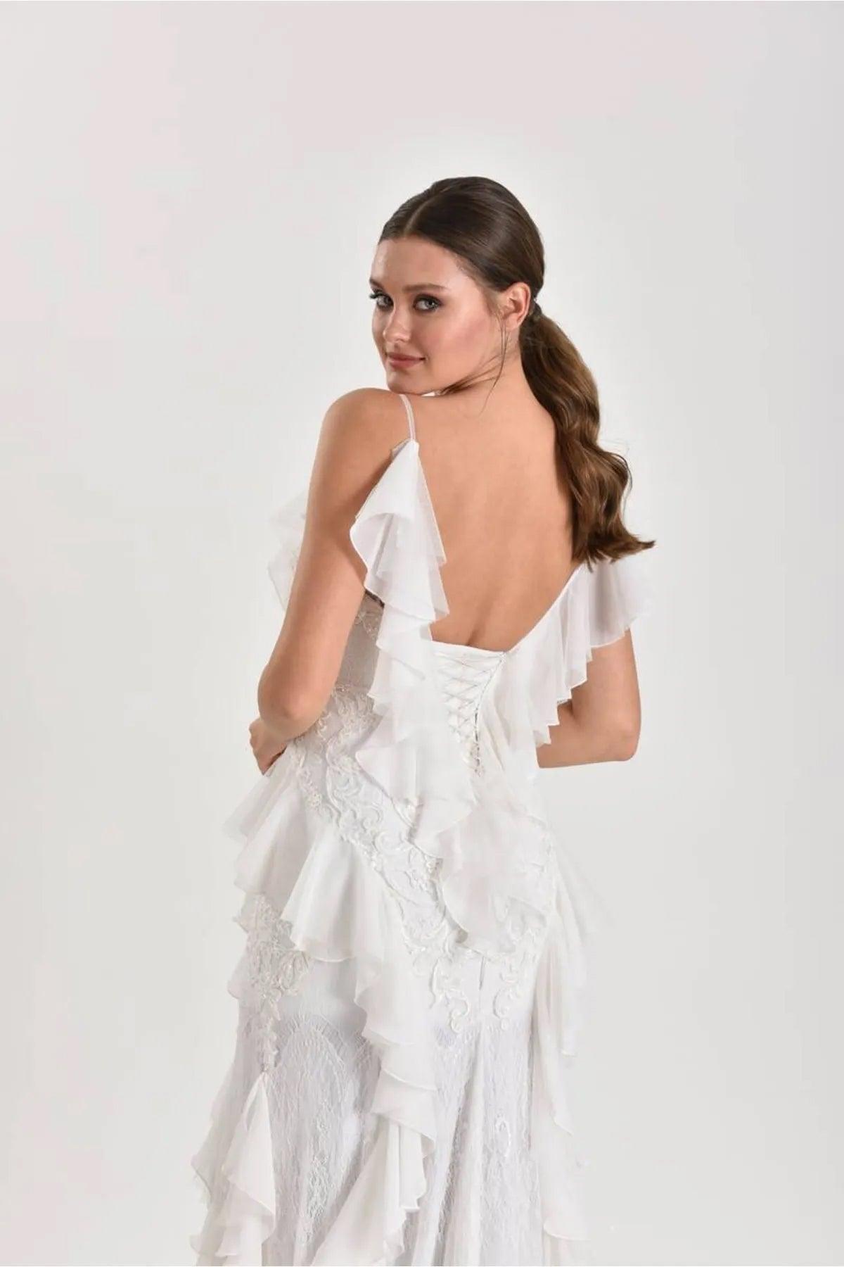 Vanessa Dantel Şifon Yarım Balık Gelinlik - The Bride's Bliss